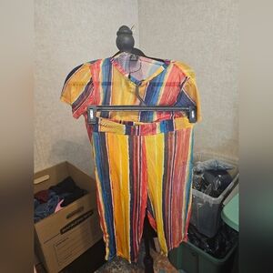 Redfox Multicolor Striped Top And Shorts Set